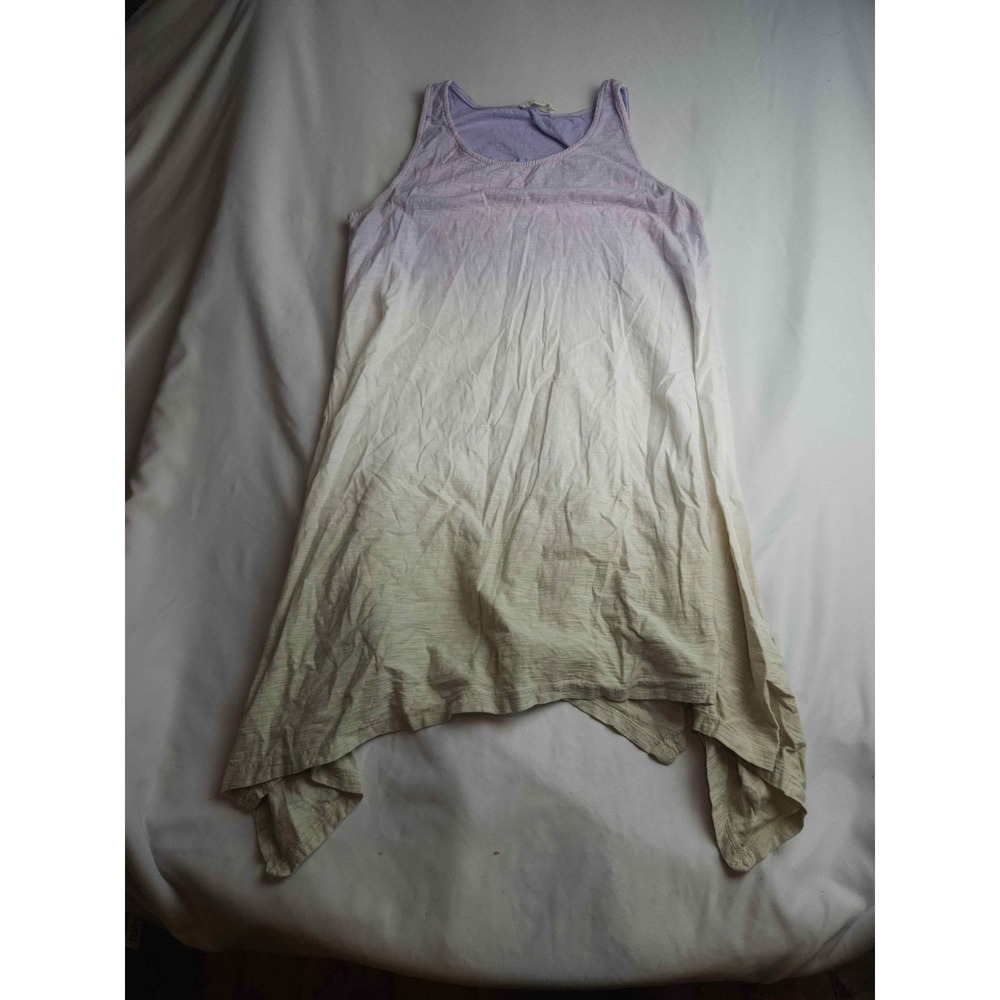 Entro Womens Dip Dye Ombre Handkerchief Hem Tank Top Purple White Green Small